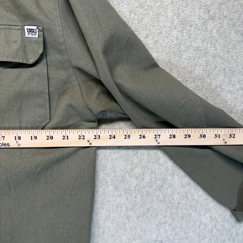 Vintage Sub Pop Records Mens Chore Jacket Olive Green Utility Workwear Size L - Picture 15 of 16